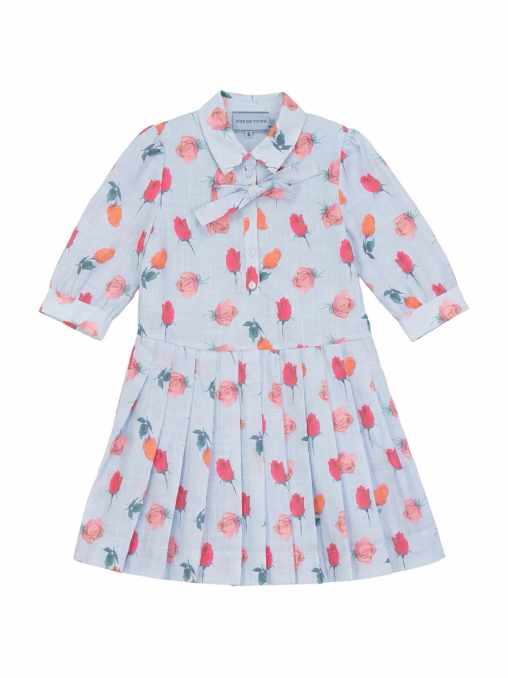 Girls Rose Print Loose-Fit Dress